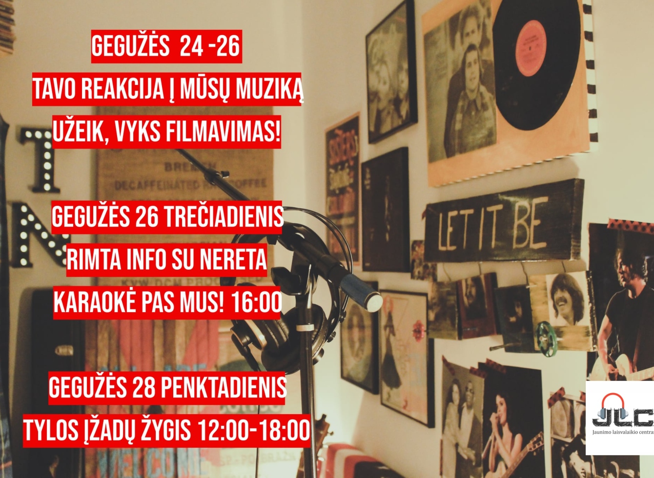 VšĮ Jaunimo laisvalaikio centro 05.26-04.30. savaitės veiklos