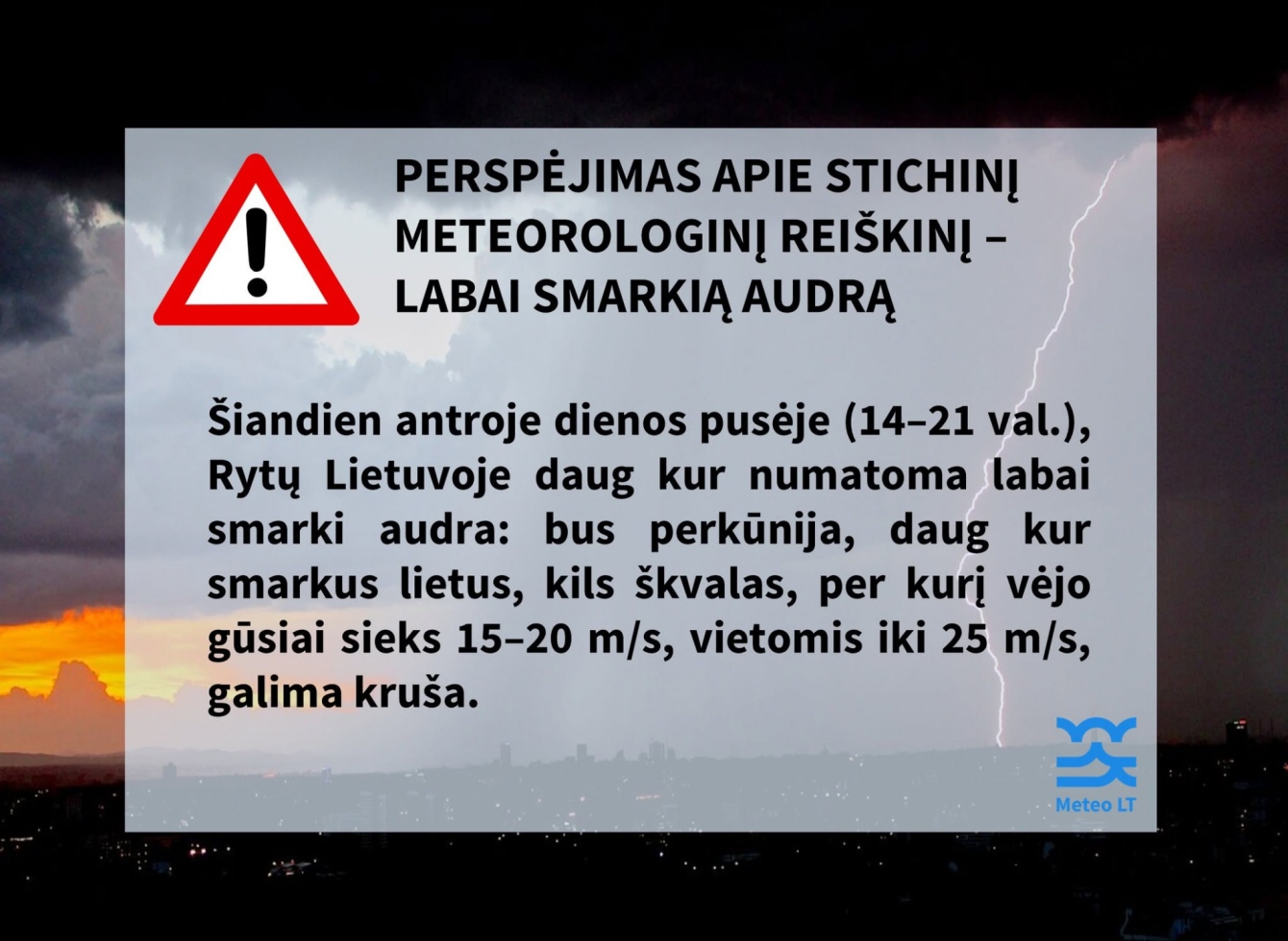 Sinoptikai įspėja: artėja labai stipri audra