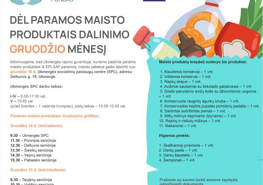 Dėl paramos maisto produktais...