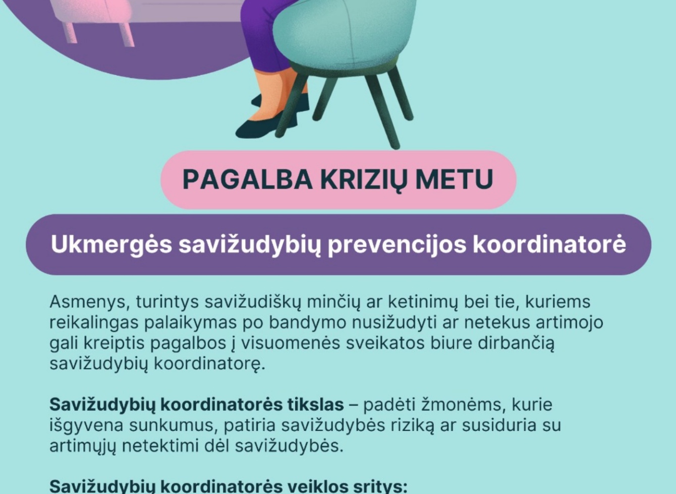 Ukmergėje darbą pradėjo savižudybių prevencijos koordinatorė