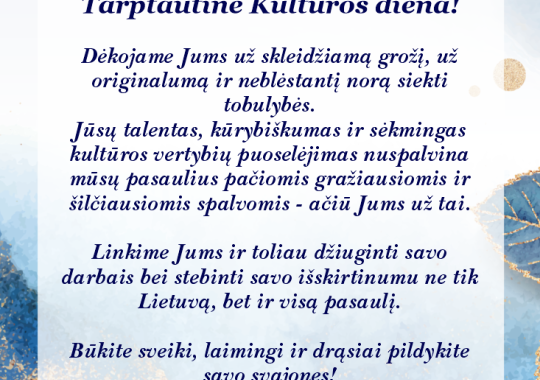 Su Tarptautine kultūros diena!