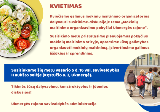 Kviečiame galimus mokinių maitinimo...