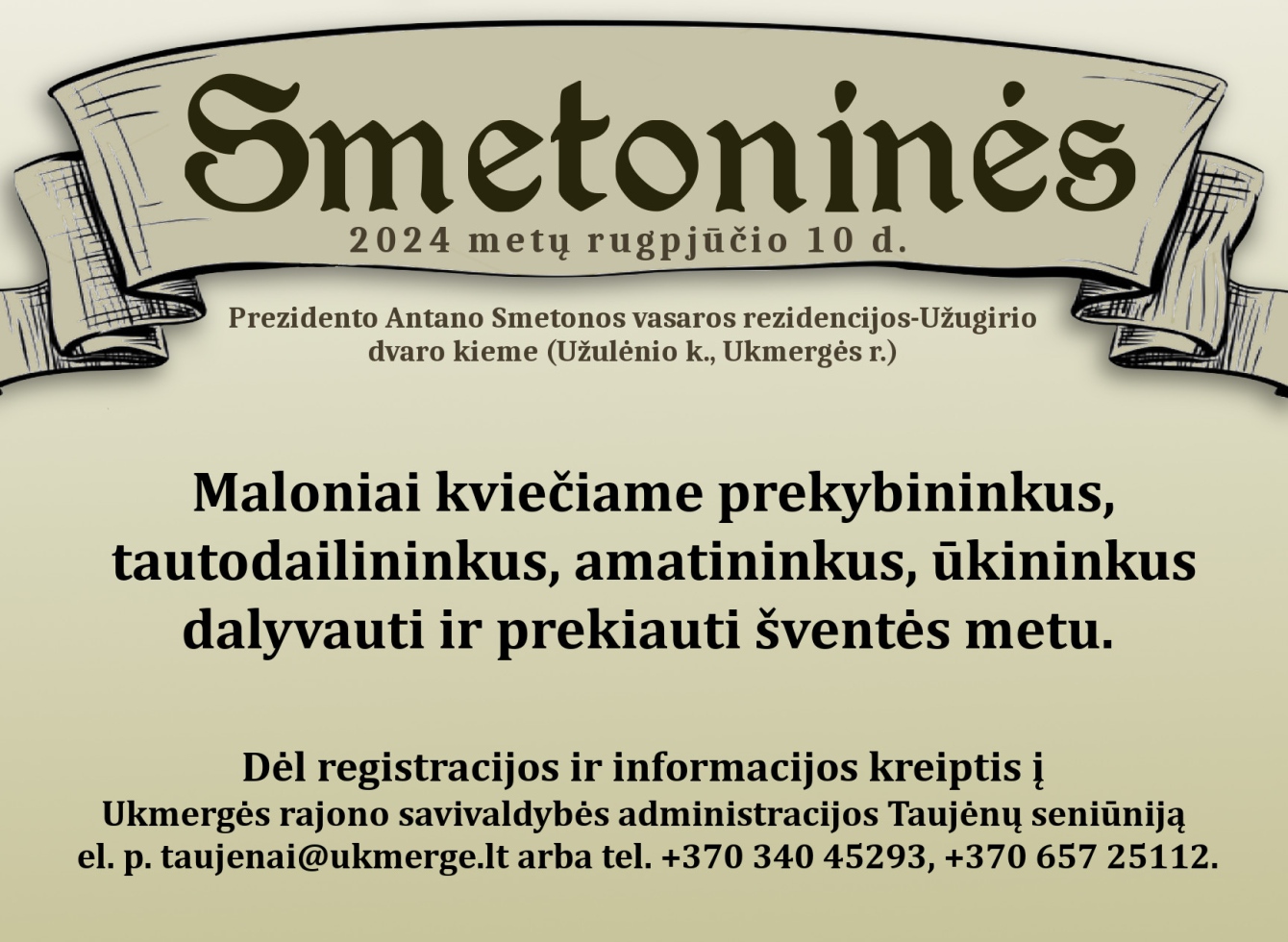 Kviečiame prekybininkus, tautodailininkus, amatininkus, ūkininkus dalyvauti ir prekiauti šventės metu.