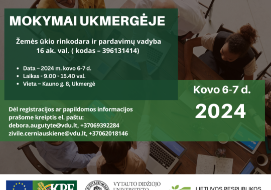 Mokymai apie žemės ūkio rinkodarą ir...