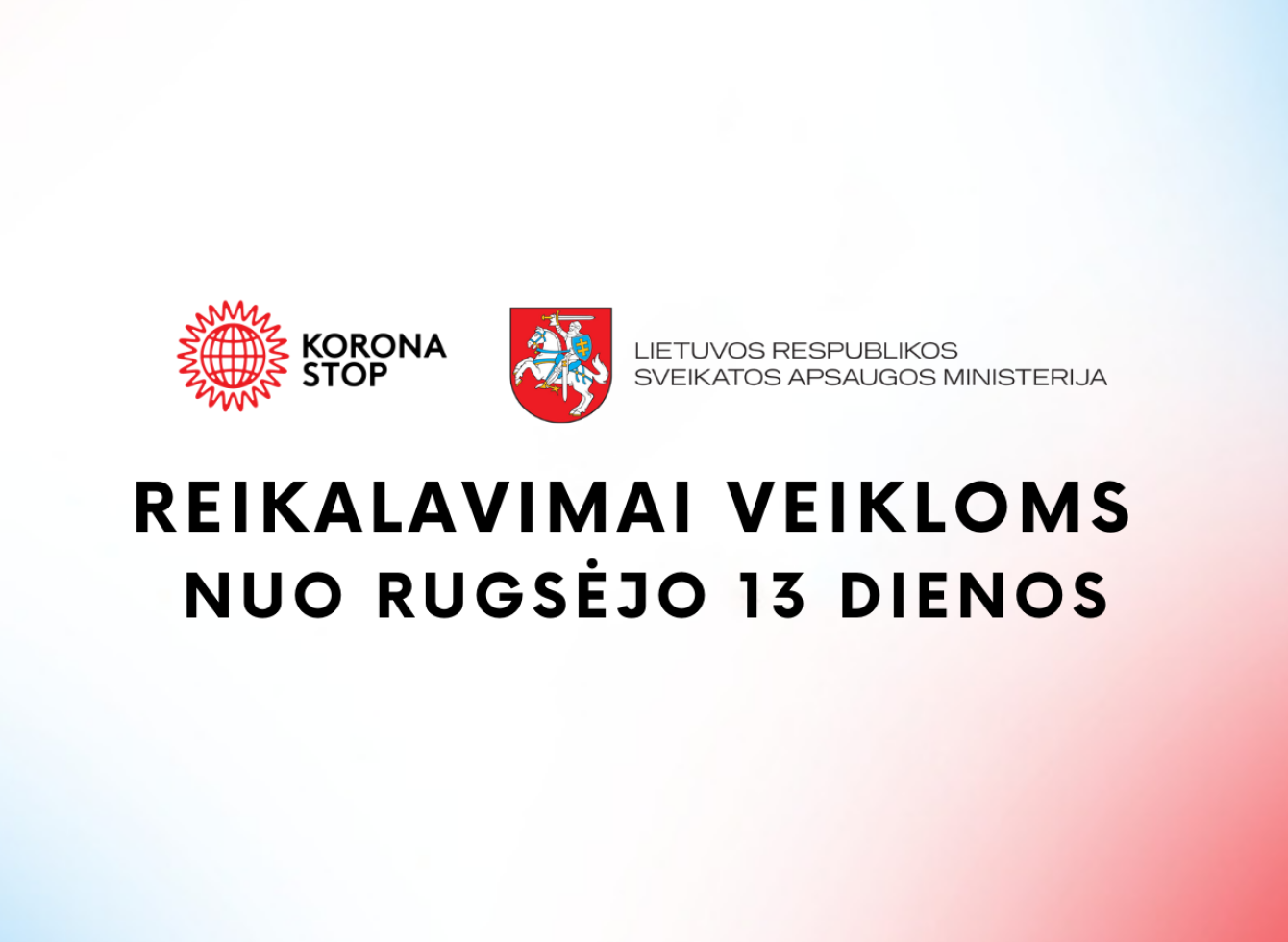 Reikalavimai veikloms nuo 2021 09 13
