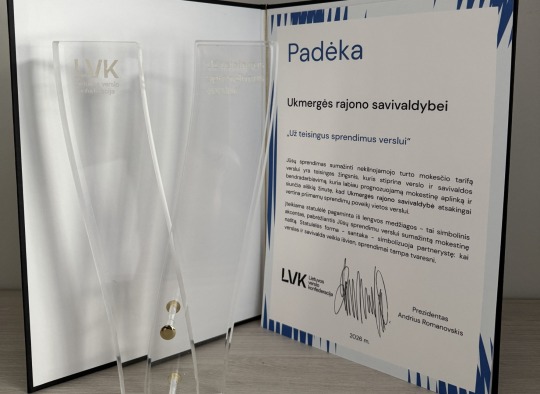 Ukmergės rajono savivaldybei - Lietuvos verslo konfederacijos padėka