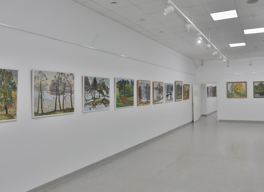 Dailininko tapyti piešiniai galerijoje