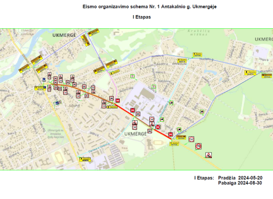 Transporto eismo ribojimo Antakalnio gatvėje schema