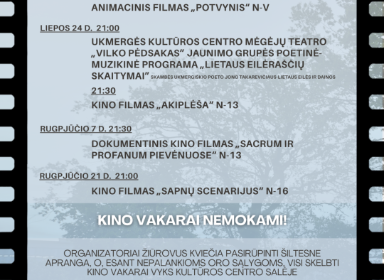 Gero kino vakarai „Po skambančiu ąžuolu”_Pilna programa