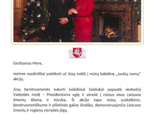Prezidento ir pirmosios ponios padėka
