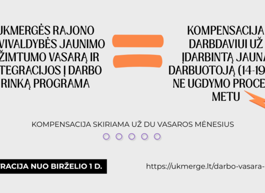 Ukmergės rajono darbdaviai kviečiami dalyvauti Jaunimo užimtumo vasarą ir integracijos į darbo rinką programoje