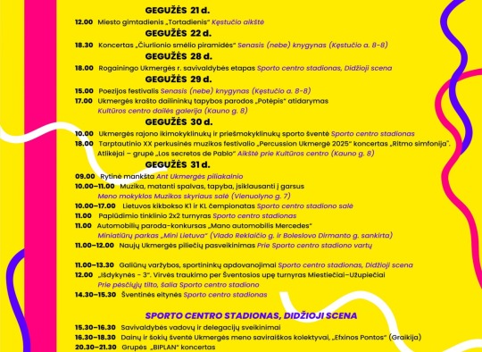 Miesto šventės programa