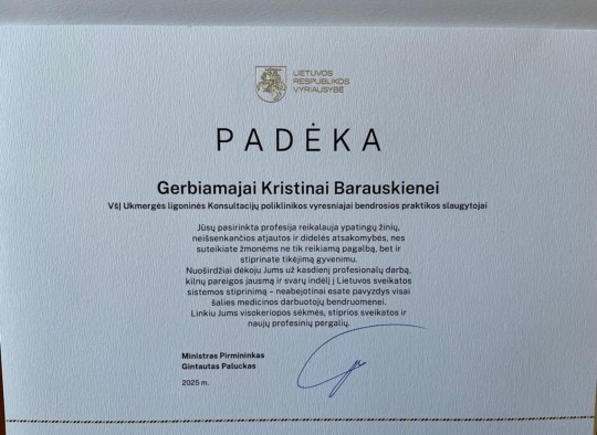 Ukmergės ligoninės atstovai – tarp apdovanotųjų nusipelniusių šalies medikų