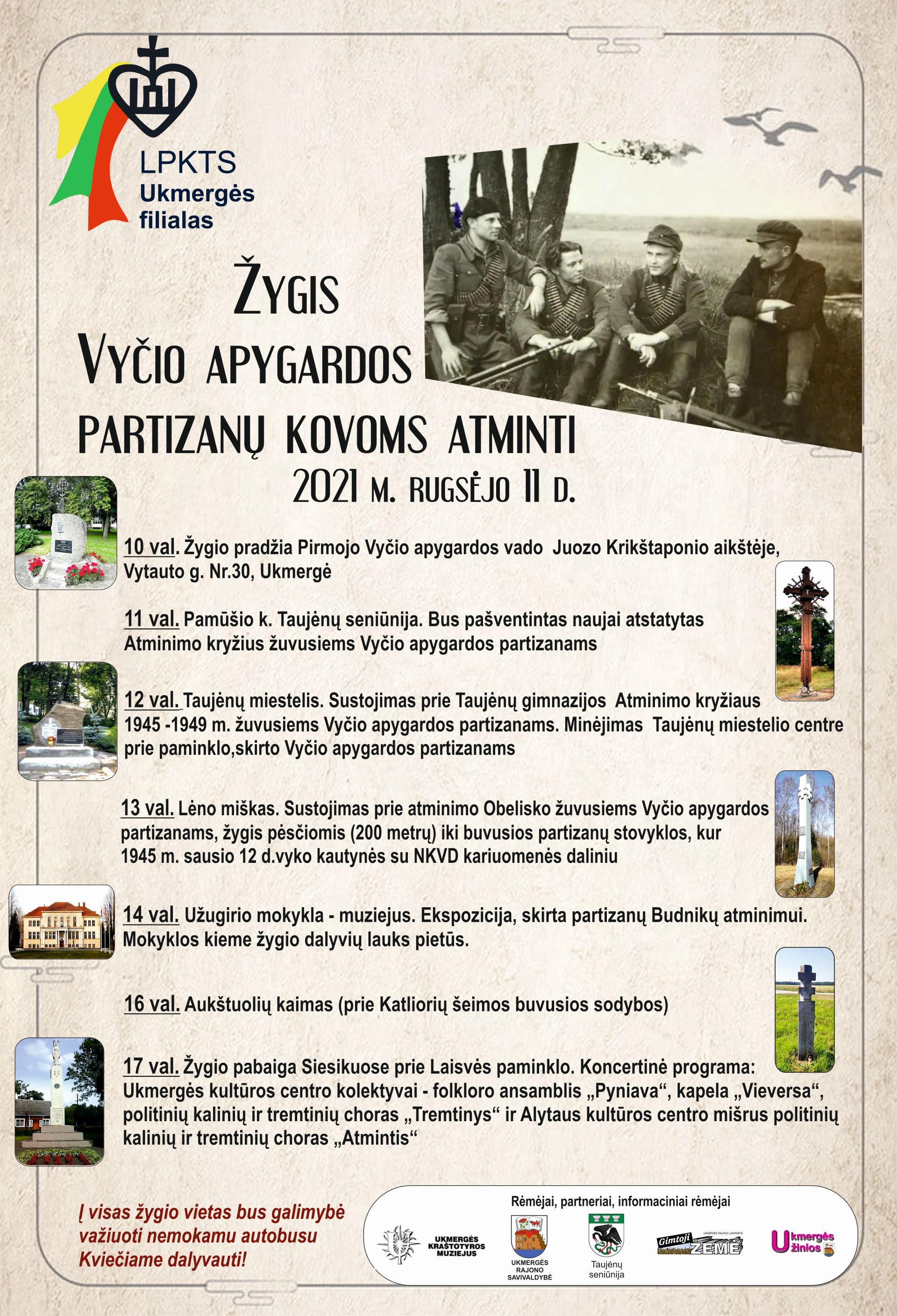 Žygis partizanų kovoms atminti vyks rugsėjo 11 dieną