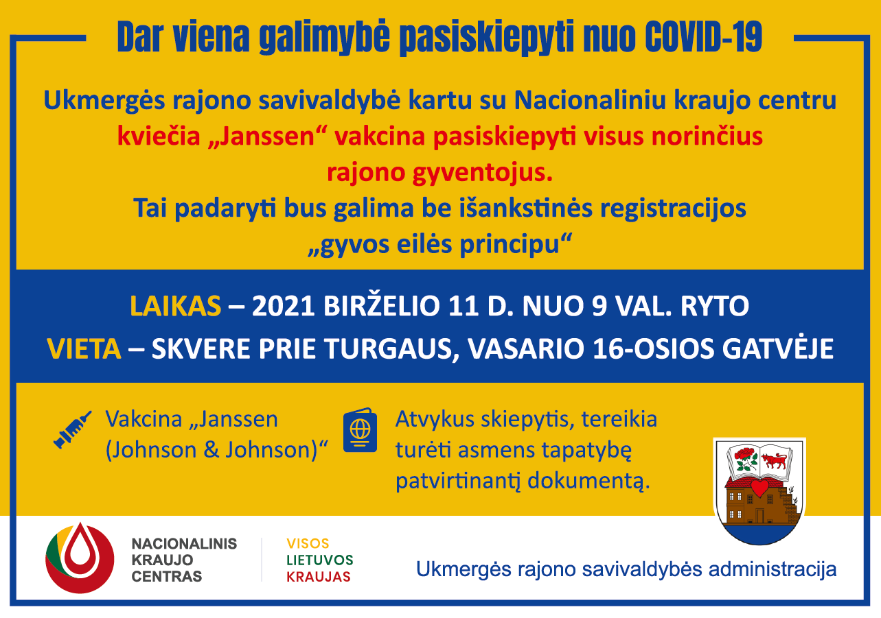 Birželio 11 d. skiepijama be išankstinės registracijos