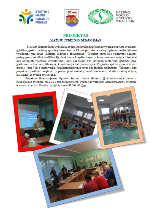 Apie projektą "Mažųjų judėjimo džiaugsmas" plakatas